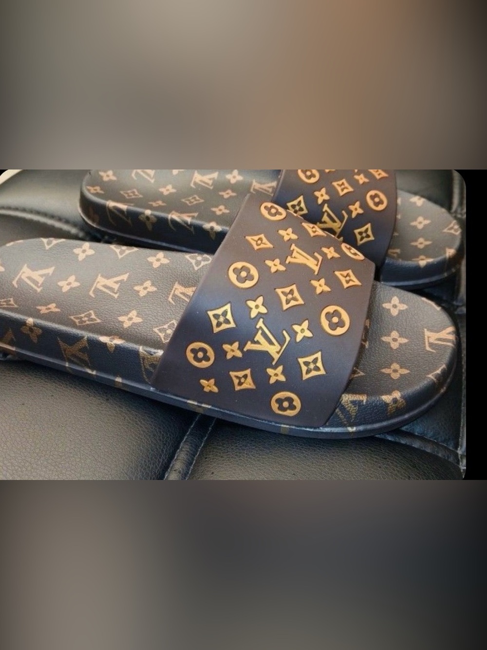 New Patterned Open Toed Slides Shoes Size 9